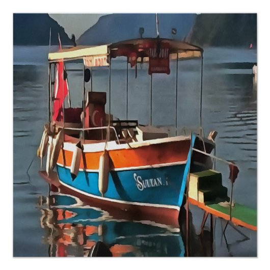 Sultan Taxi Boot Marmaris Schöne Kunst Poster (Vorderseite)