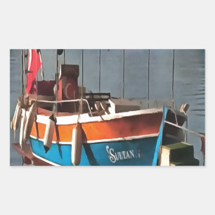 Sultan Taxi Boot Marmaris Schöne Kunst Rechteckiger Aufkleber