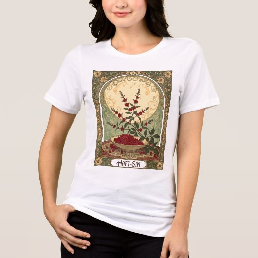 Sumac Sunrise A Haft-Sin Symbol of Renewal Tri-Blend Shirt (Vorderseite)