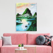 Sumatra Berge Wasserfarbe Leinwanddruck (Insitu (Wohnzimmer))