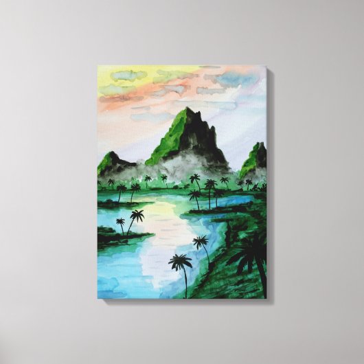 Sumatra Berge Wasserfarbe Leinwanddruck (Vorderseite)