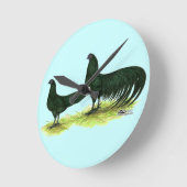 Sumatra Black Chickens Runde Wanduhr (Winkel)