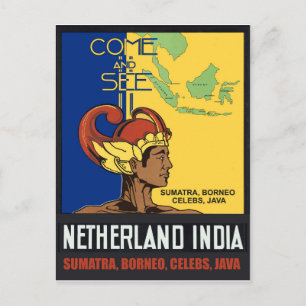 Sumatra, Borneo, Celebes, Java, Niederländisch-Ind Postkarte