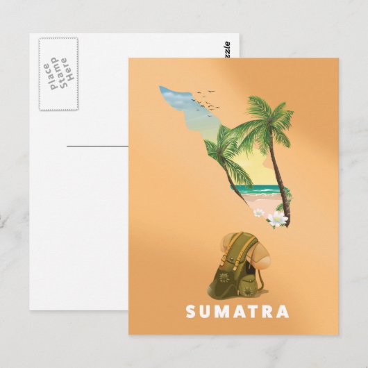 Sumatra illustrierte Karte Reiseplakat (Vorne/Hinten)
