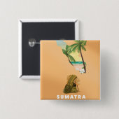 Sumatra illustrierte Karte Reiseplakat Button (Vorne & Hinten)