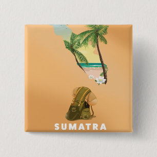Sumatra illustrierte Karte Reiseplakat Button