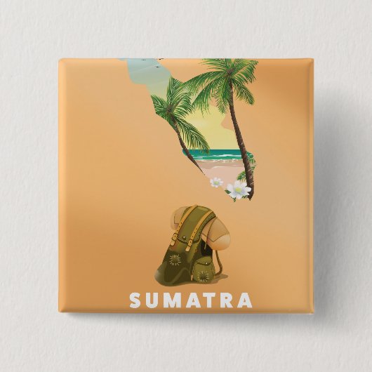 Sumatra illustrierte Karte Reiseplakat Button (Vorderseite)