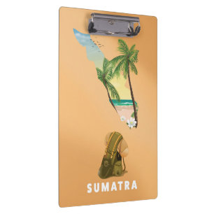 Sumatra illustrierte Karte Reiseplakat Klemmbrett
