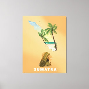 Sumatra illustrierte Karte Reiseplakat Leinwanddruck
