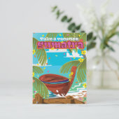 Sumatra Indonesia Reiseplakat Postkarte (Stehend Vorderseite)