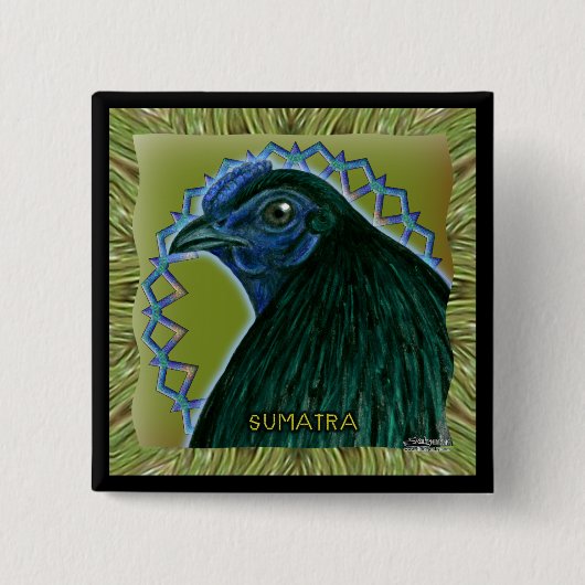 Sumatra Rooster Gerahmt Button (Vorderseite)
