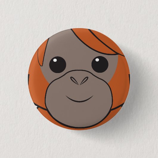 Sumatran Orang-Utan Gesichts-Knopf Button (Vorderseite)