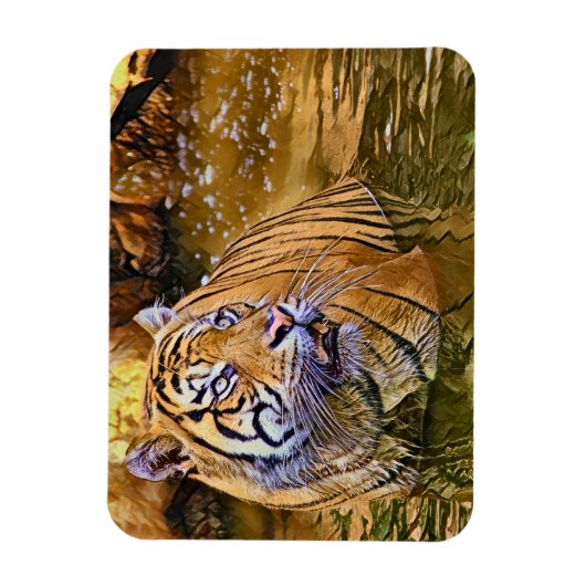 Sumatran Tiger in Wassermalerei Magnet (Vertikal)