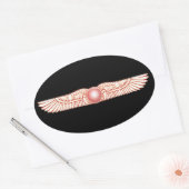 Sumerische Anunnaki Winged Sun-Scheibe Ovaler Aufkleber (Umschlag)