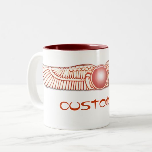 Sumerische Anunnaki Winged Sun-Scheibe Zweifarbige Tasse (Vorderseite Links)