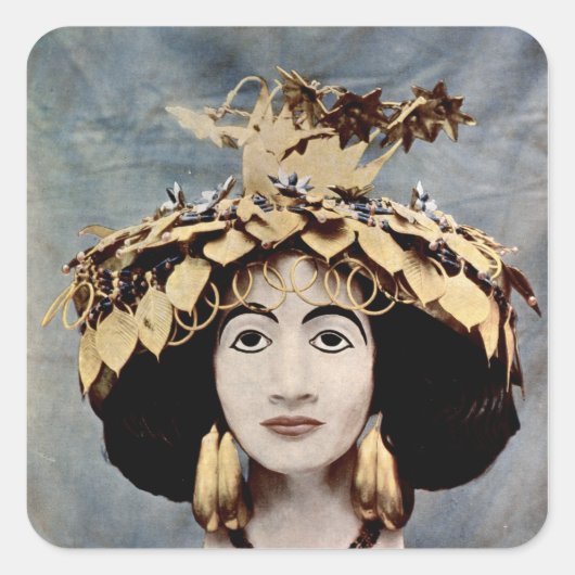 Sumerische Kopfbedeckung getragen von Queen Shub-a Quadratischer Aufkleber (Vorderseite)