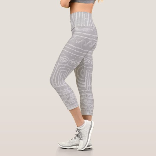 Sumerischer Mesopotamian Muster Grau Filter Capri Leggings (Links)