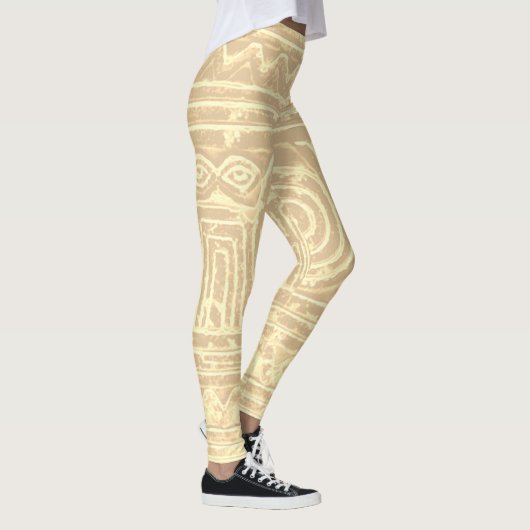 Sumerischer Mesopotamian-Muster mit blass gelbem F Leggings (Rechts)