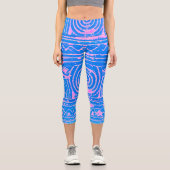 Sumerisches Mesopotamian Muster Blau Capri Leggings (Vorderseite)