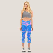 Sumerisches Mesopotamian Muster Blau Capri Leggings (Vorderseite)