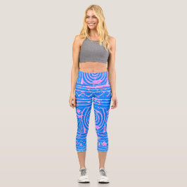 Sumerisches Mesopotamian Muster Blau Capri Leggings