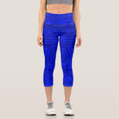 Sumerisches Mesopotamian Muster Blau Capri Leggings (Vorderseite)