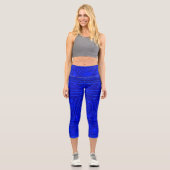 Sumerisches Mesopotamian Muster Blau Capri Leggings (Vorderseite)