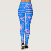 Sumerisches Mesopotamian Muster Pink Blau Leggings (Rückseite)