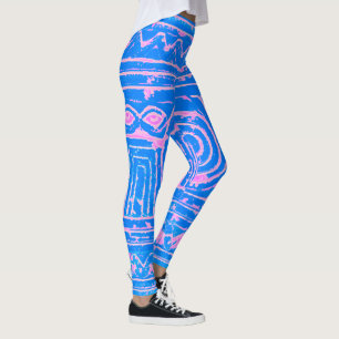 Sumerisches Mesopotamian Muster Pink Blau Leggings