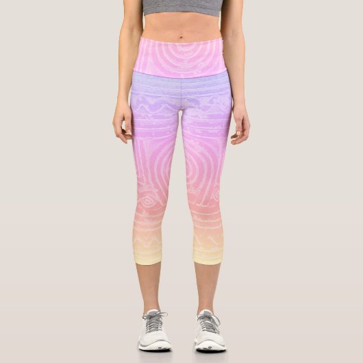 Sumerisches Mesopotamian-Muster rosa Capri Leggings (Vorderseite)
