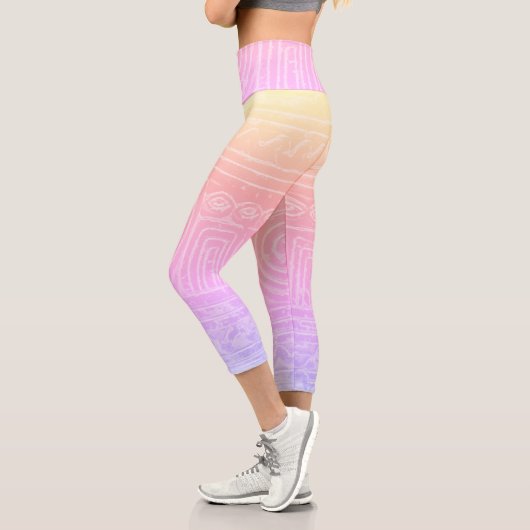 Sumerisches Mesopotamian-Muster rosa Capri Leggings (Links)
