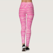 Sumerisches Mesopotamian-Muster rosa Leggings (Rückseite)