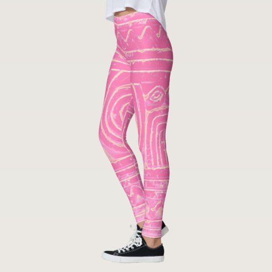 Sumerisches Mesopotamian-Muster rosa Leggings (Links)