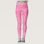 Sumerisches Mesopotamian-Muster rosa Leggings (Vorderseite)