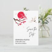 Sumi-e Cherry Blossom Wedding Save the Date (Stehend Vorderseite)