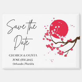 Sumi-e Cherry Blossom Wedding Save the Date Magnet