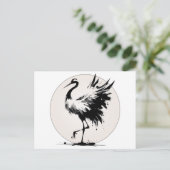 Sumi-e-Crane-Karte Postkarte (Stehend Vorderseite)