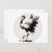 Sumi-e-Crane-Karte Postkarte (Vorne/Hinten)