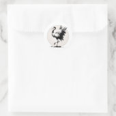 Sumi-e Crane Round Sticker (Tasche)