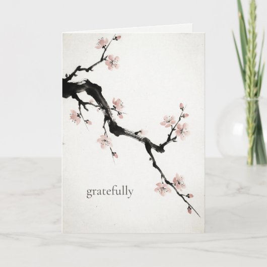 Sumi-E Ink | Cherry Blossom | Thank You Card Dankeskarte (Vorderseite)