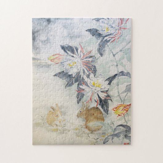 Sumi e Moon Rabbit Puzzle (Vertikal)
