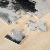Sumi e Ocean Puzzle mit grünen Vögeln (Seite)