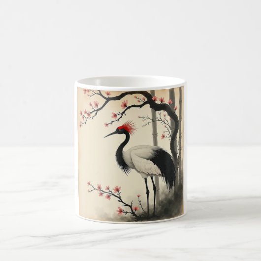 Sumi-E Red-Crowned Crane Mug Kaffeetasse (Mittel)