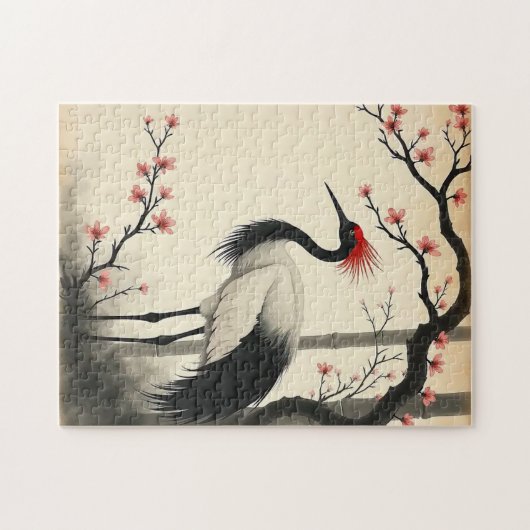Sumi-E Red-Crowned Crane Puzzle (Horizontal)
