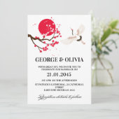  Sumi-e Style Japanese Cherry Blossom Wedding Einladung (Stehend Vorderseite)