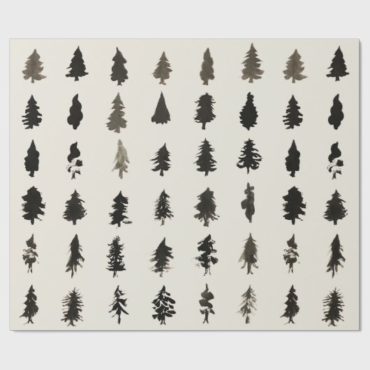 Sumi Ink Trees Geschenkpapier (Flach)