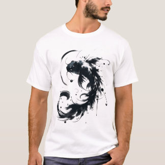 Sumie Brushstroke Karasu Black Koi Fish T - Shirt