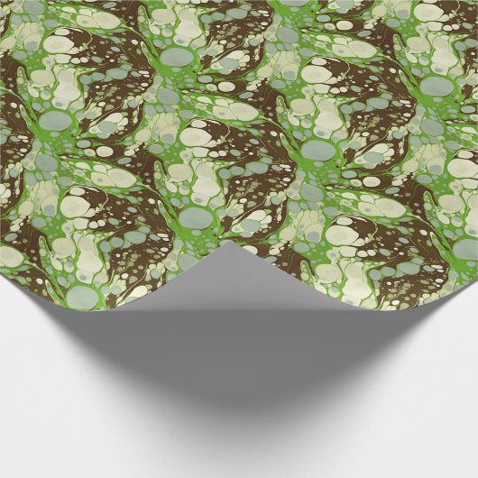 Suminagashi Grüne Marmorpapier Muster Geschenkpapier (Ecke)