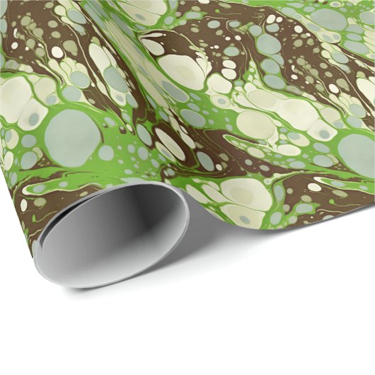 Suminagashi Grüne Marmorpapier Muster Geschenkpapier (Rolleneckpunkt)