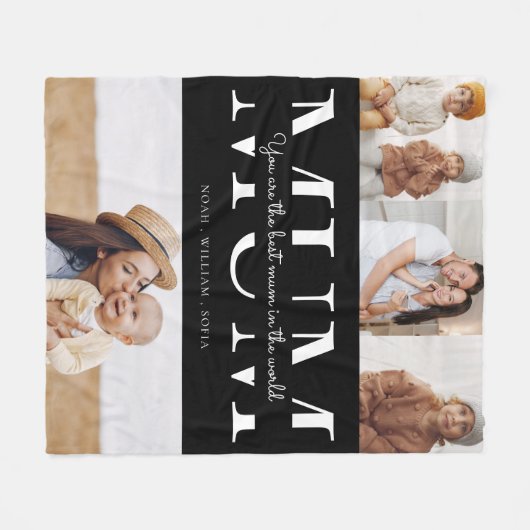 Summe 4 Foto Collage personalisiert Fleecedecke (Vorderseite (Horizontal))